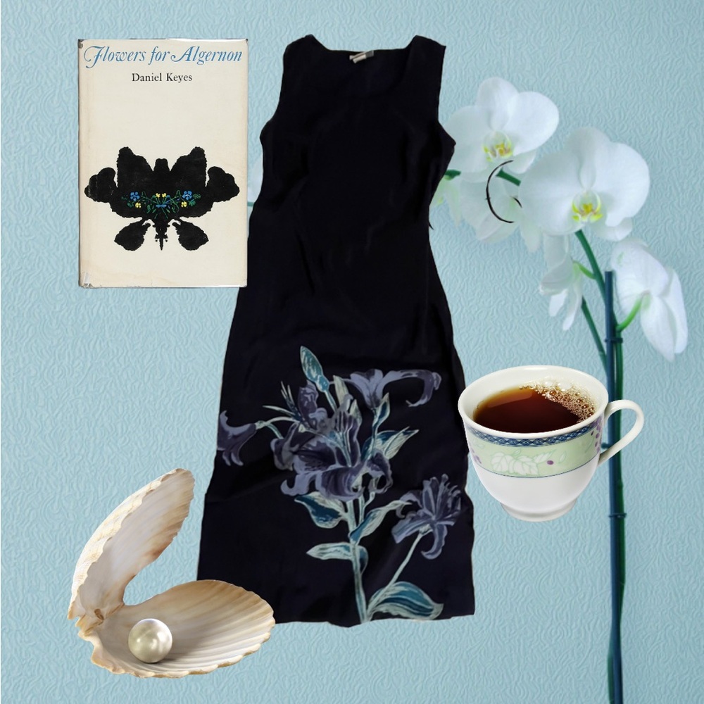 Fashion Bug Navy Blue and Purple Floral Maxi Dress